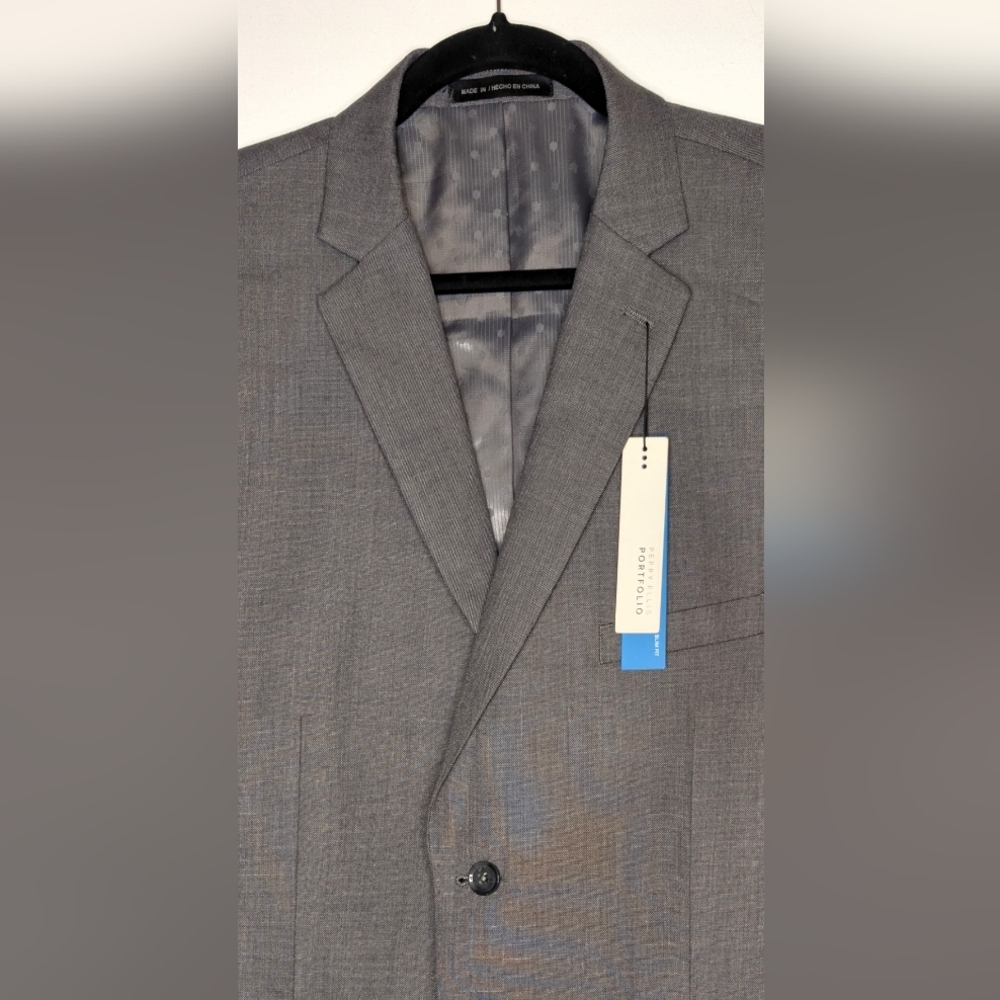 Men's Perry Ellis Portfolio Slim Fit Gray Sport Coat Blazer Jacket Size 46R NWT - Picture 4 of 8